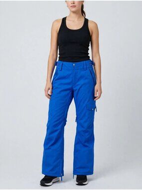 Planet Earth Women's Snowboard Pants Large Blue Cargo Pockets Adjustable Waist